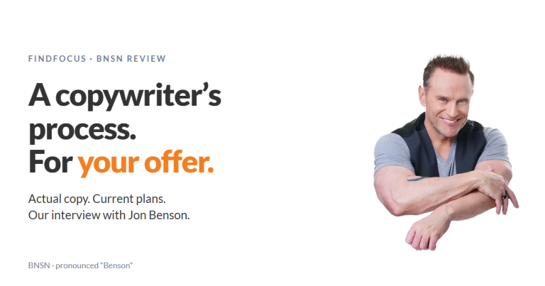 BNSN review of Jon Benson’s specialist sales-copy platform