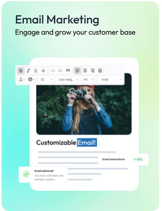 Kartra email marketing campaign builder with the drag and drop email editor open